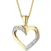 Zawieszka z żółtego złota z diamentami - serce - 0,004 ct - próba 585