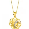 Zawieszka z żółtego złota z diamentami - medalik Matka Boska - 0,006 ct - próba 375
