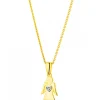 Zawieszka z żółtego złota z diamentem - aniołek, serce - 0,004 ct - próba 375