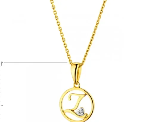 Zawieszka z żółtego złota z diamentem - litera Z - 0,003 ct - próba 585