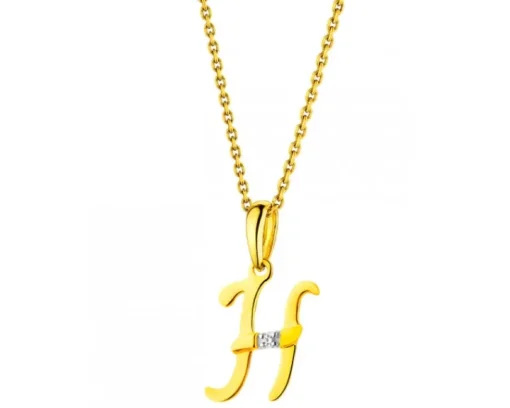 Zawieszka z żółtego złota z diamentem - litera H - 0,004 ct - próba 585