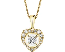 Zawieszka z żółtego złota z diamentami - serce - 0,25 ct - próba 585