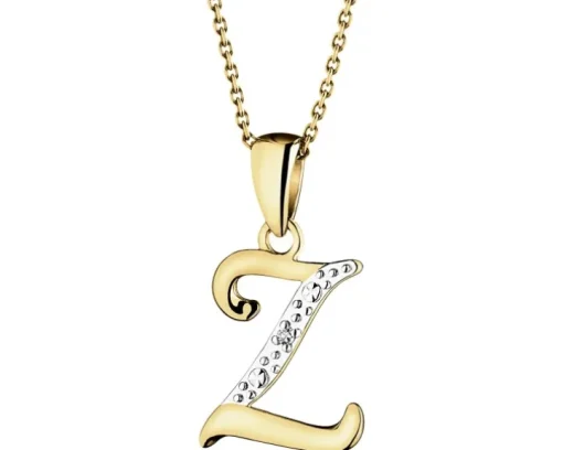 Zawieszka z żółtego złota z diamentem - litera Z - 0,003 ct - próba 375
