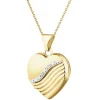 Zawieszka z żółtego złota z diamentami - puzderko - serce - 0,01 ct - próba 585
