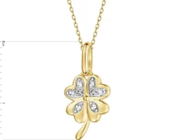 Zawieszka z żółtego złota z diamentami - koniczyna - 0,006 ct - próba 585