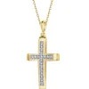 Zawieszka z żółtego złota z diamentami - krzyż - 0,05 ct - próba 375
