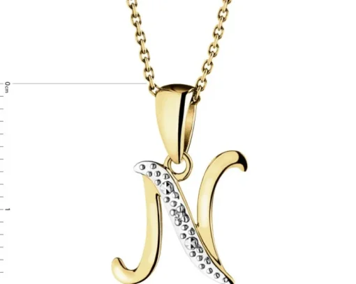 Zawieszka z żółtego złota z diamentem - litera N - 0,003 ct - próba 375