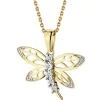 Zawieszka z żółtego złota z diamentami - ważka - 0,01 ct - próba 585