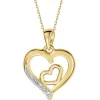 Zawieszka z żółtego złota z diamentami - serca - 0,005 ct - próba 585