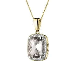 Zawieszka z żółtego złota z diamentem - serce, aniołek - 0,003 ct - próba 375