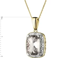 Zawieszka z żółtego złota z diamentem - serce, aniołek - 0,003 ct - próba 375