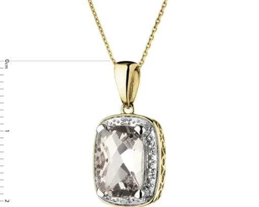 Zawieszka z żółtego złota z diamentem - serce, aniołek - 0,003 ct - próba 375