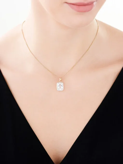 Zawieszka z żółtego złota z diamentem - serce, aniołek - 0,003 ct - próba 375