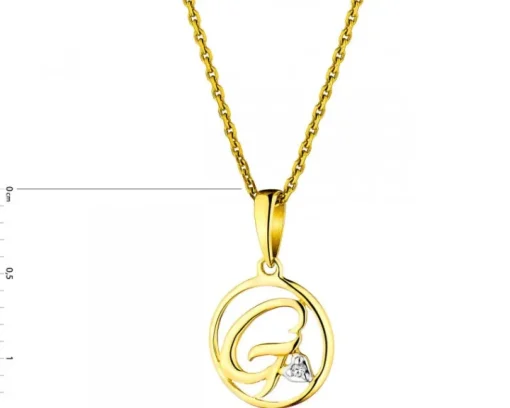 Zawieszka z żółtego złota z diamentem - litera G - 0,003 ct - próba 585