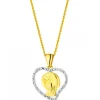 Zawieszka z żółtego złota z diamentami - drzewko, serce - 0,01 ct - próba 375