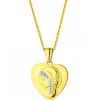 Zawieszka z żółtego złota z diamentami - medalik Matka Boska, serce - 0,006 ct - próba 375