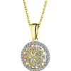 Zawieszka z żółtego złota z diamentami - rozeta - 0,20 ct - próba 585
