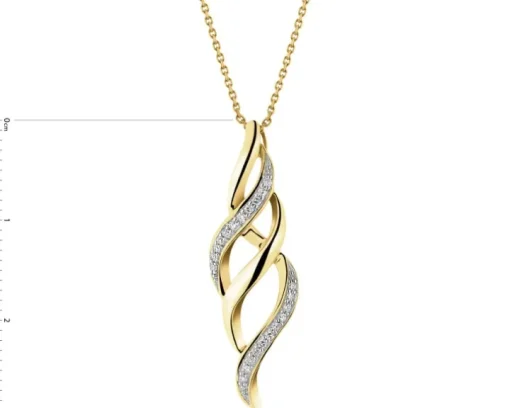 Zawieszka z żółtego złota z diamentami - 0,07 ct - próba 585