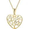 Zawieszka z żółtego złota z diamentami - drzewko, serce - 0,01 ct - próba 375