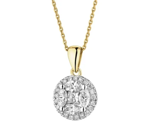 Zawieszka z żółtego złota z diamentami - 0,63 ct - próba 585