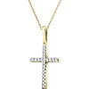 Zawieszka z żółtego złota z diamentami - krzyż - 0,05 ct - próba 585