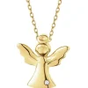 Zawieszka z żółtego złota z diamentem - aniołek - 0,002 ct - próba 375