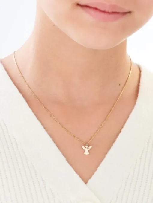 Zawieszka z żółtego złota z diamentem - aniołek - 0,002 ct - próba 375