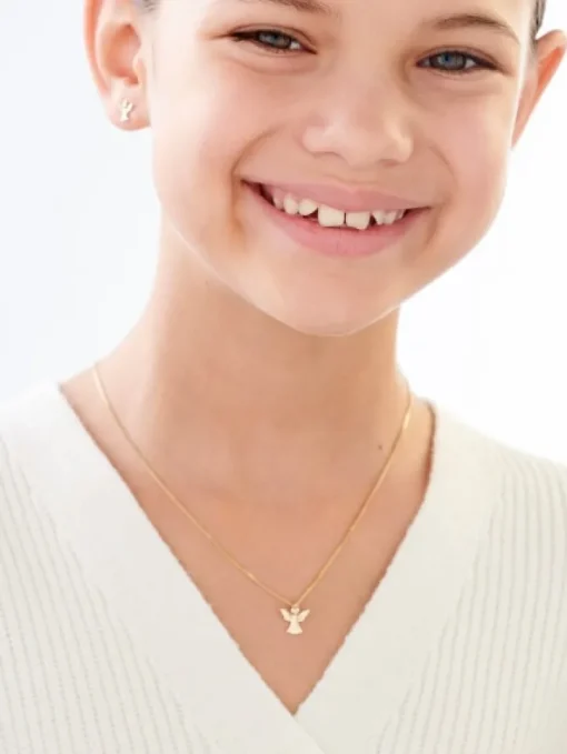 Zawieszka z żółtego złota z diamentem - aniołek - 0,002 ct - próba 375