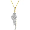 Zawieszka z żółtego złota z diamentami - skrzydło - 0,19 ct - próba 585