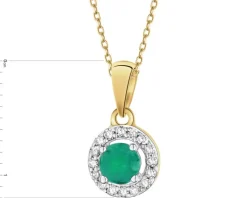Zawieszka z żółtego złota z diamentami i szmaragdem - próba 375