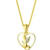 Zawieszka z żółtego złota z diamentem - aniołek, serce - 0,003 ct - próba 585