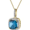 Zawieszka z żółtego złota z diamentami i topazem London Blue - próba 585