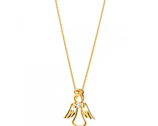 Zawieszka z żółtego złota z diamentem - aniołek - 0,003 ct - próba 585