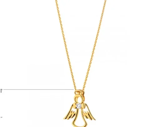 Zawieszka z żółtego złota z diamentem - aniołek - 0,003 ct - próba 585