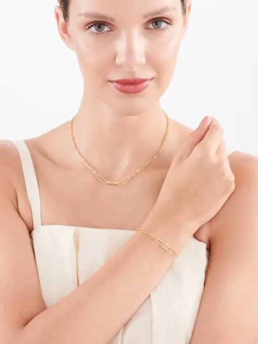 Złota bransoletka - paper clip