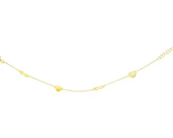 Złota bransoletka, ankier - serca, nieskończoności