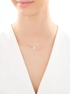 Złota bransoletka i naszyjnik - komplet - serca, skrzydła