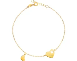 Złota bransoletka- serca, mama
