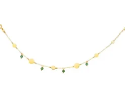 Złota bransoletka z cyrkoniami, ankier - koła