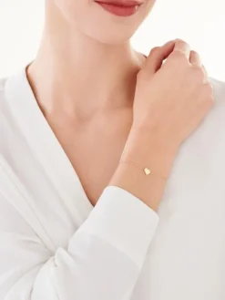 Złota bransoletka z cyrkonią, ankier - serce