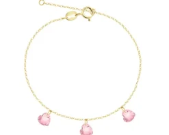 Złota bransoletka z cyrkoniami - serca