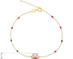 Złota bransoletka z emalią, ankier - sowa