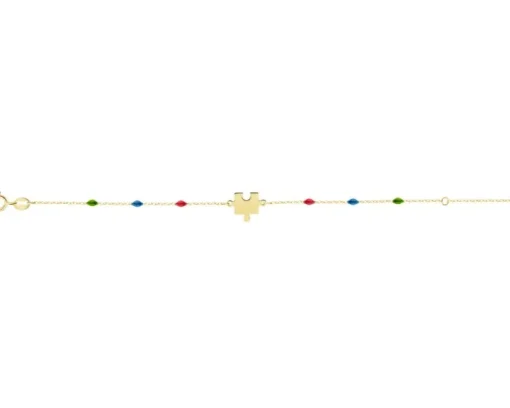 Złota bransoletka z emalia, ankier - puzzel