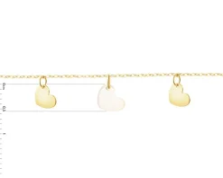 Złota bransoletka z masą perłową - serca