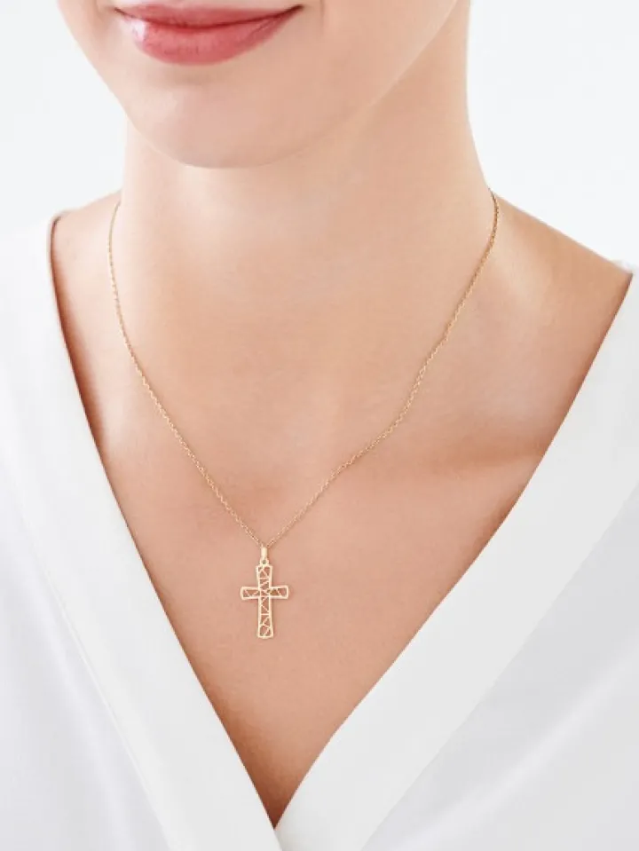 Złota zawieszka - krzyż