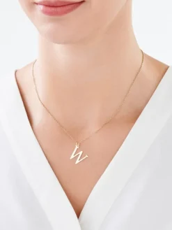 Złota zawieszka - litera W