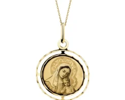 Złota zawieszka - medalik Matka Boska