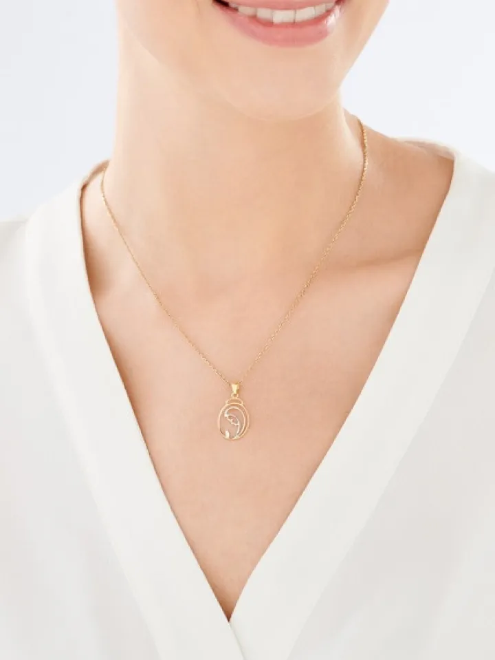 Złota zawieszka - medalik Matka Boska