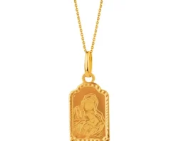 Złota zawieszka - medalik Matka Boska z dzieciątkiem Jezus
