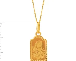 Złota zawieszka - medalik Matka Boska z dzieciątkiem Jezus